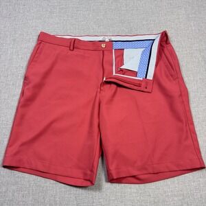Peter Millar Crown Sport Golf Chino Shorts Mens 38 Red Performance 10 Inseam